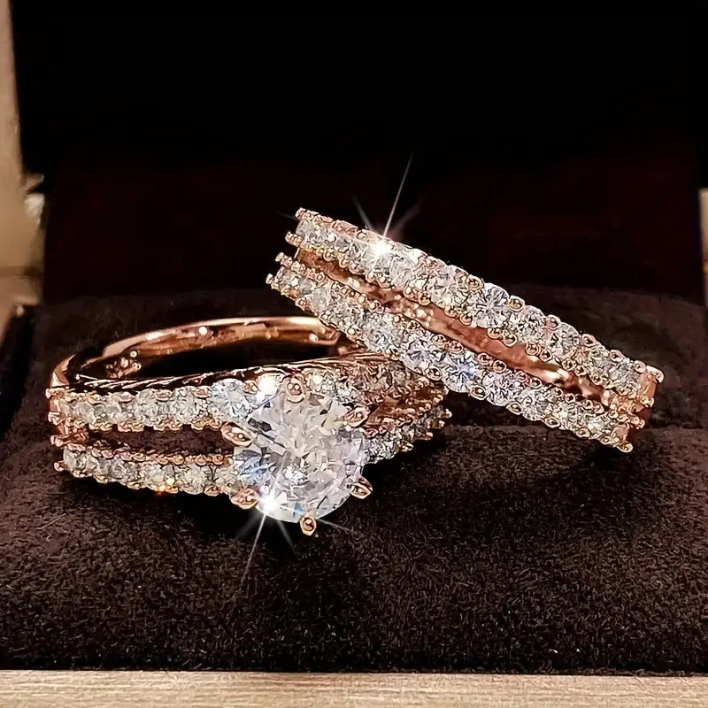 Eterna™ | Złoty zestaw pierścionków Radiance