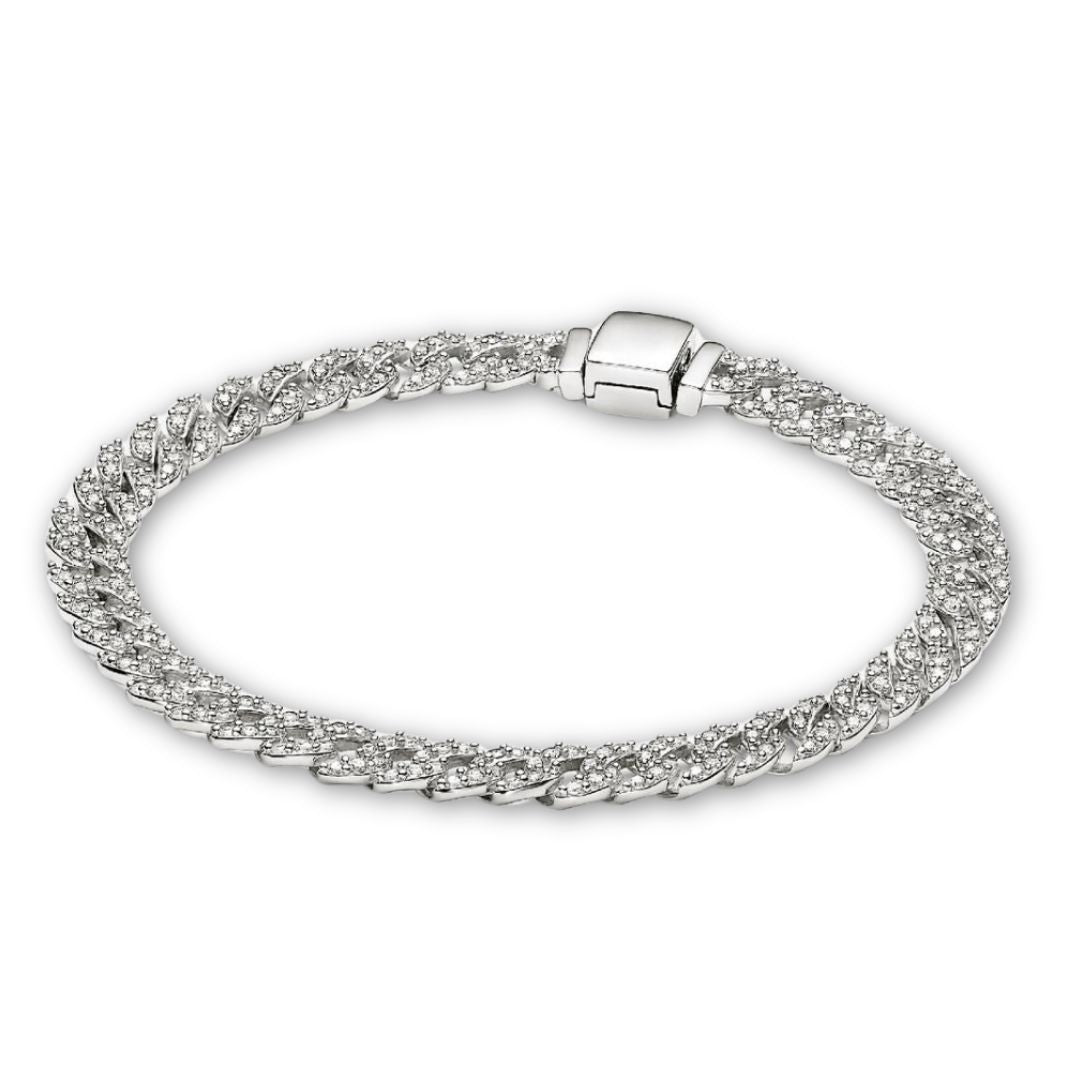 Cubo™ | Złota bransoletka z moissanitem w stylu kubańskim 