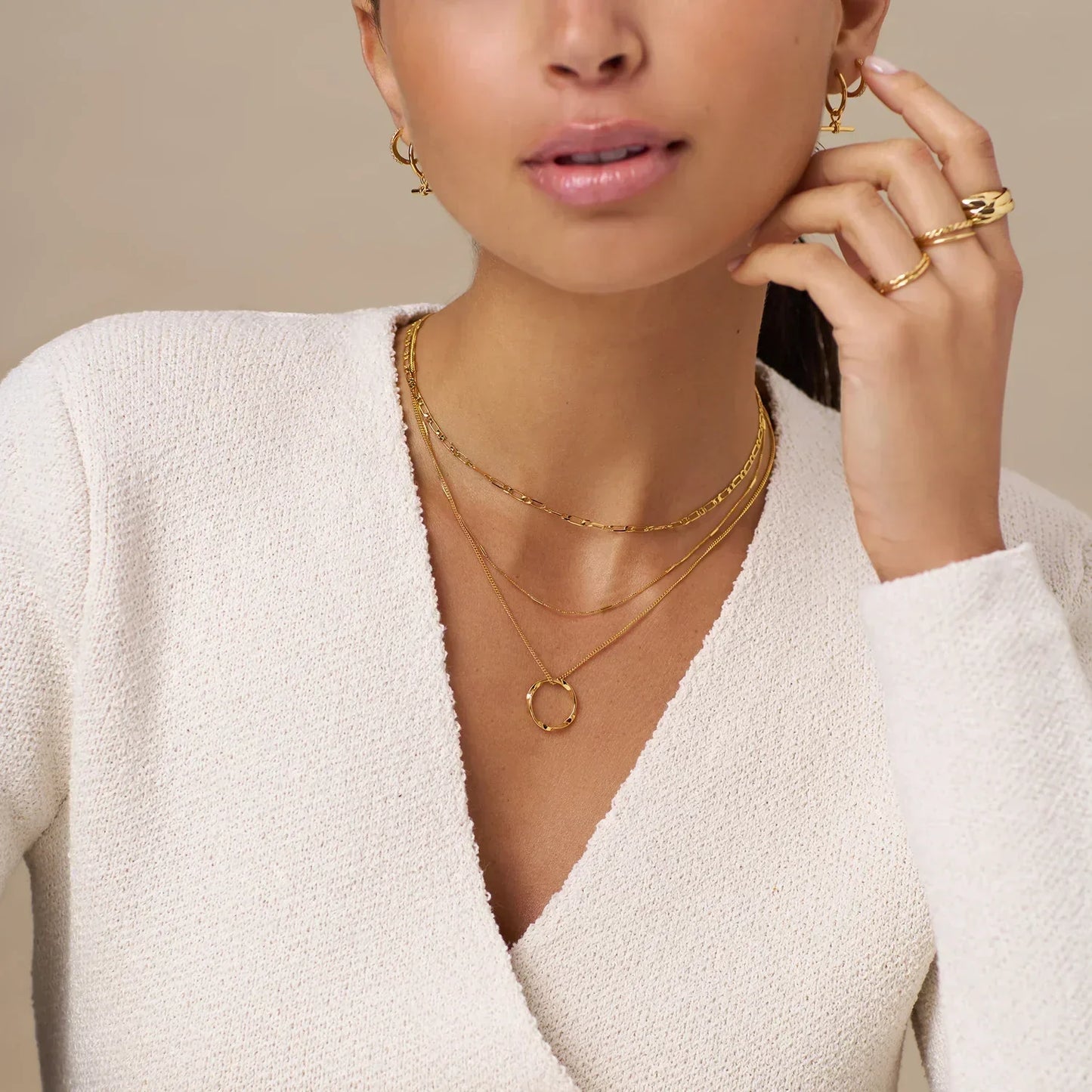 Circa™ | Gold Open Circle Three Row Necklace