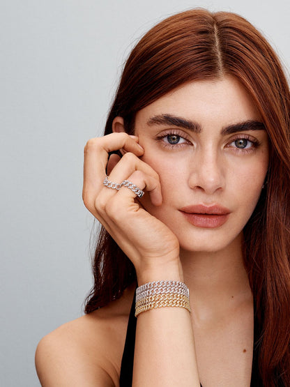 Cubo™ | Złota bransoletka z moissanitem w stylu kubańskim 