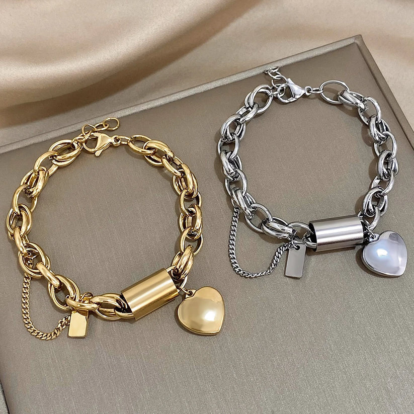 Heartened™ | Złota masywna bransoletka